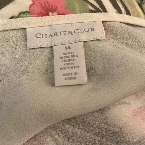100% Silk Outer. Polyester Lining. Charter Club - Picture 4 of 4